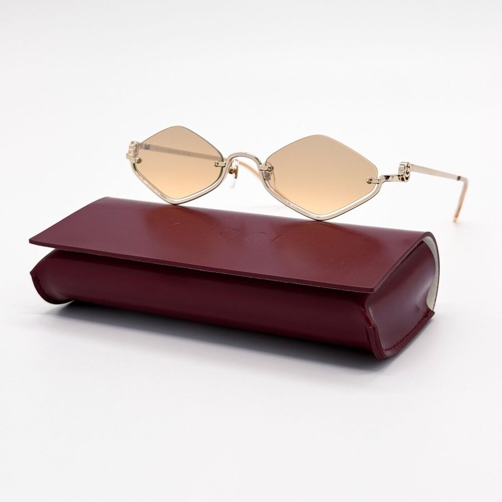 NEW GUCCI SUNGLASSES GOLD WOMEN GEOMETRIC EYEWEAR GUCCI GG1604S 003 - Picture 3 of 12